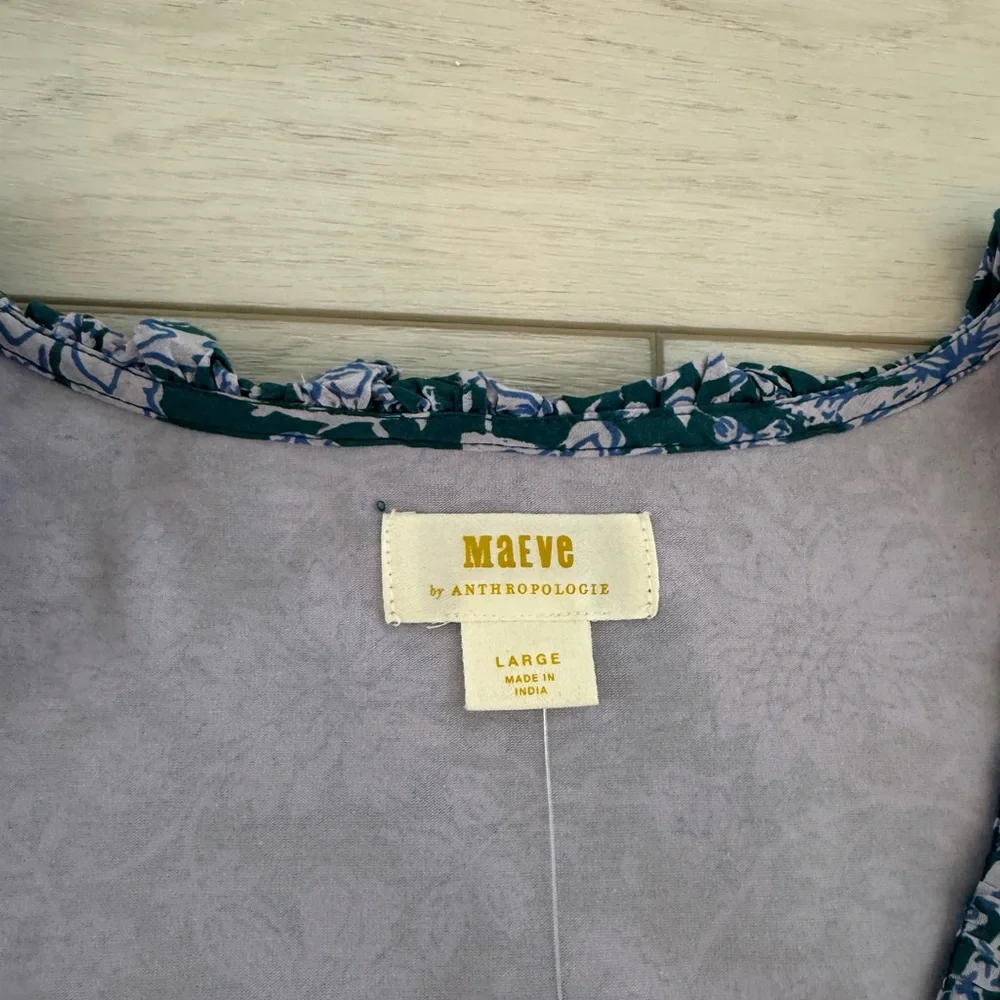 NWT Anthropologie Mauve Puff Sleeve Henley Tee Floral Top - Picture 5 of 5
